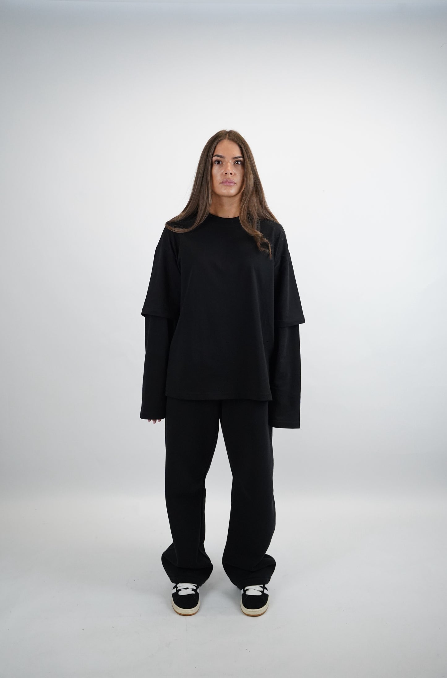 Everyday Jet Black Double Sleeve Tee