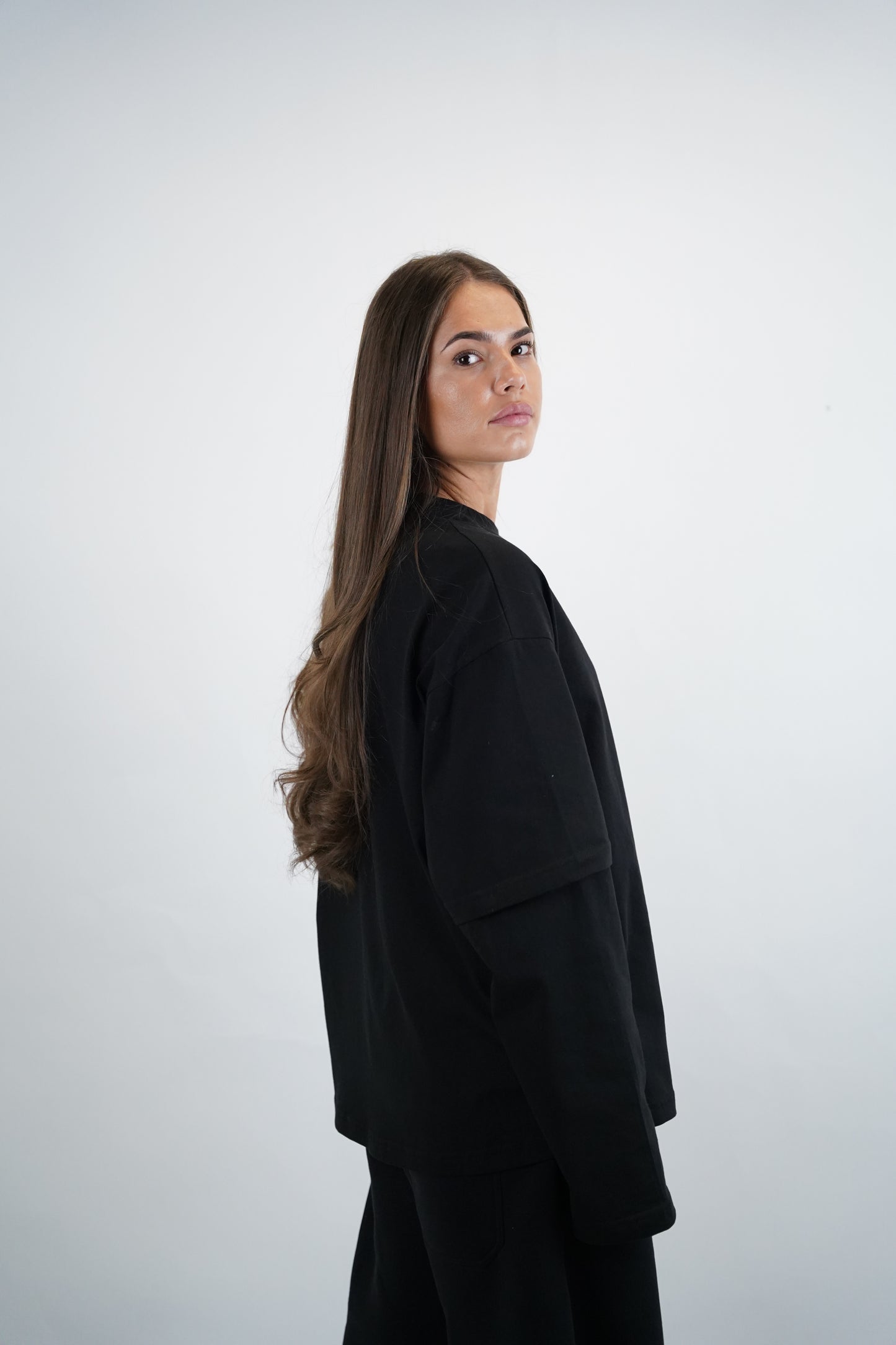 Everyday Jet Black Double Sleeve Tee