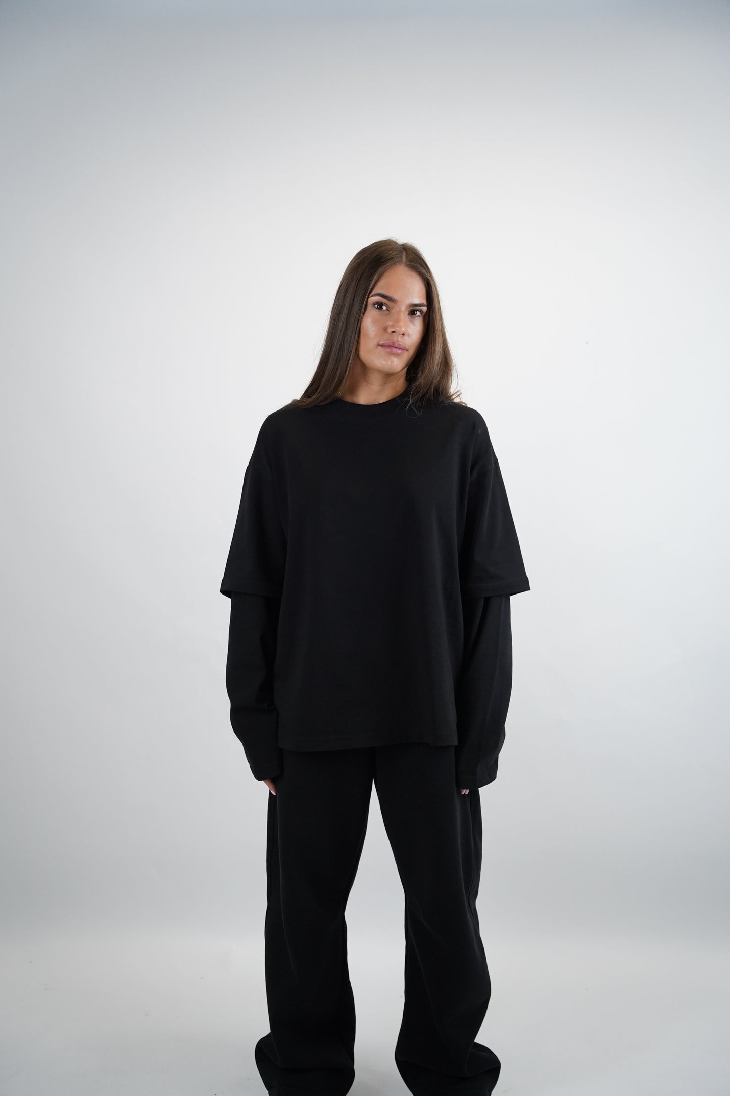 Everyday Jet Black Double Sleeve Tee