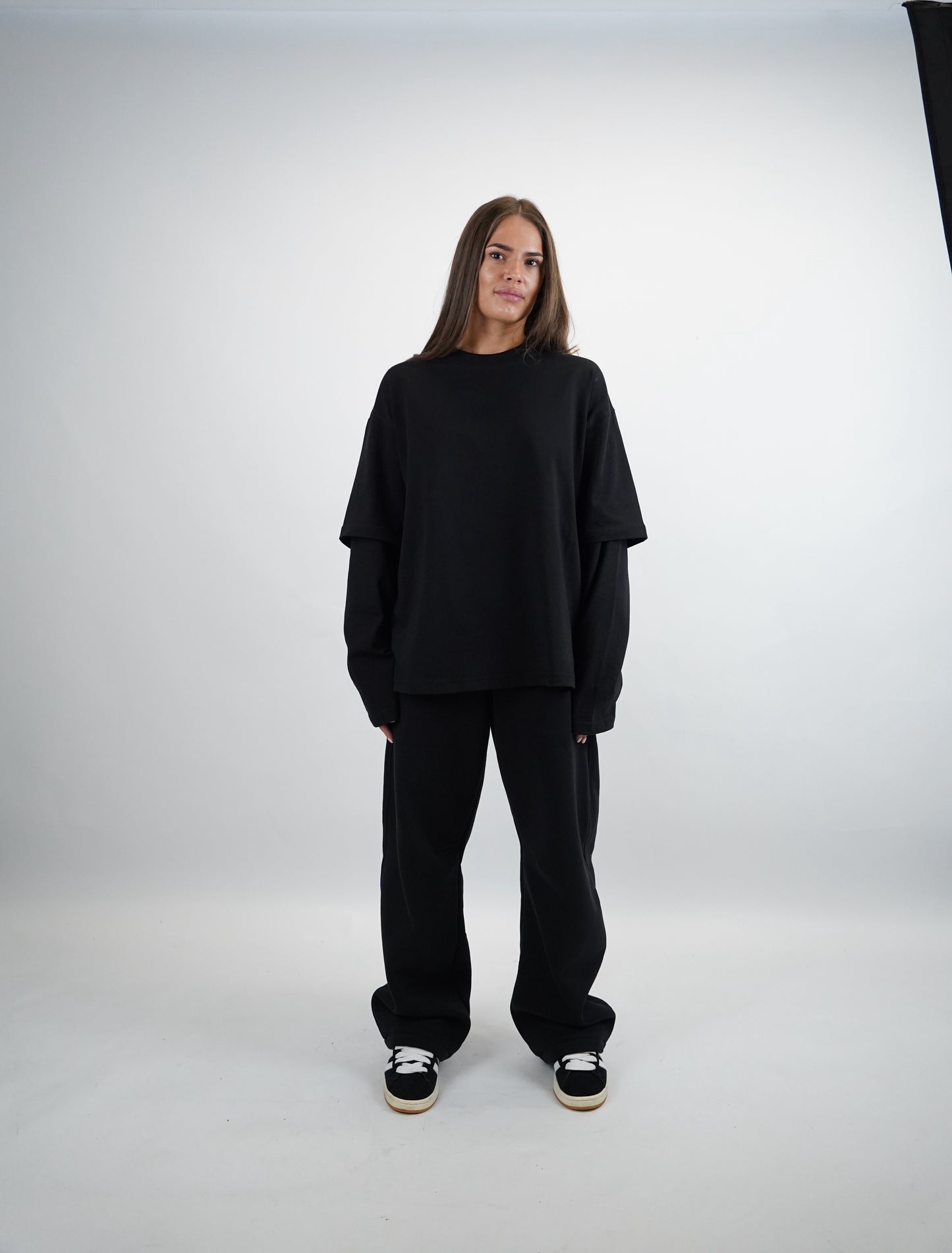 Everyday Jet Black Double Sleeve Tee